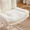 Silla de Manicura 26.4 Pulgadas Asiento Silla de Oficina Pelo de Conejo Artificial Hogar con Base Giratoria de Metal Escritorio Vanity Ajustable (Crema)