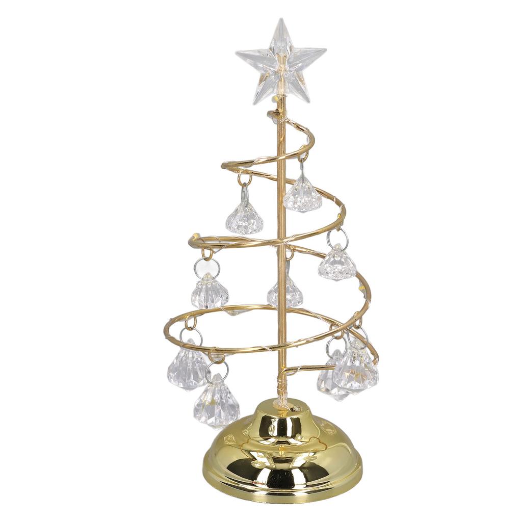 LED Christmas Tree Lamp Small Crystal Decorative Iron Tree Night Light Ornament for Gift