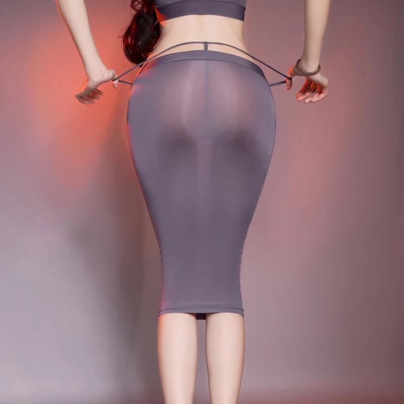 

Сексуальная женская прозрачная миди-юбка из атласа, эластичная облегающая юбка, юбка с запахом на бедрах, клубная одежда для танцев 40-65kg