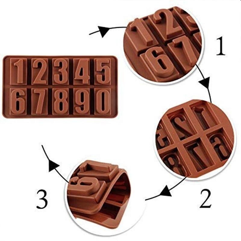 Silicon Numbers 0-9 Molds Premium Nonstick CCmax for Homemade Chocolate, Candy, Jelly or Ice Cubes