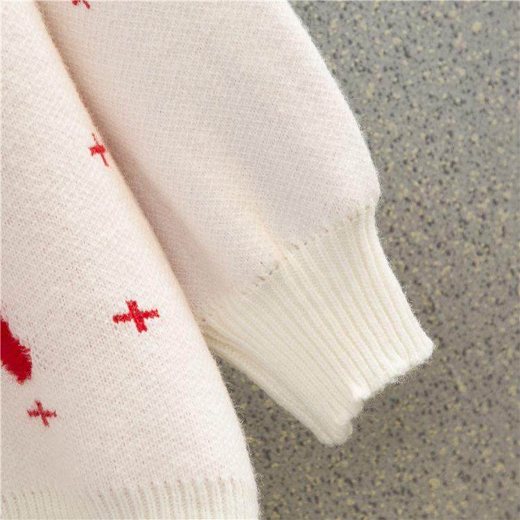 Herbst und Winter Damenpullover Weihnachten Neujahr Elch Rundhalspullover Lose Fauler Wind Vielseitiger Pullover Strickpullover