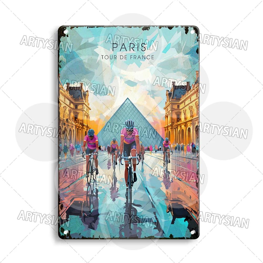 Vélo Tour De France Cycling Metal Sign Les Pyrénées Auvergne Les Vosges Col Du Galibier Col d'Aspin Tignes Col De La Bonette