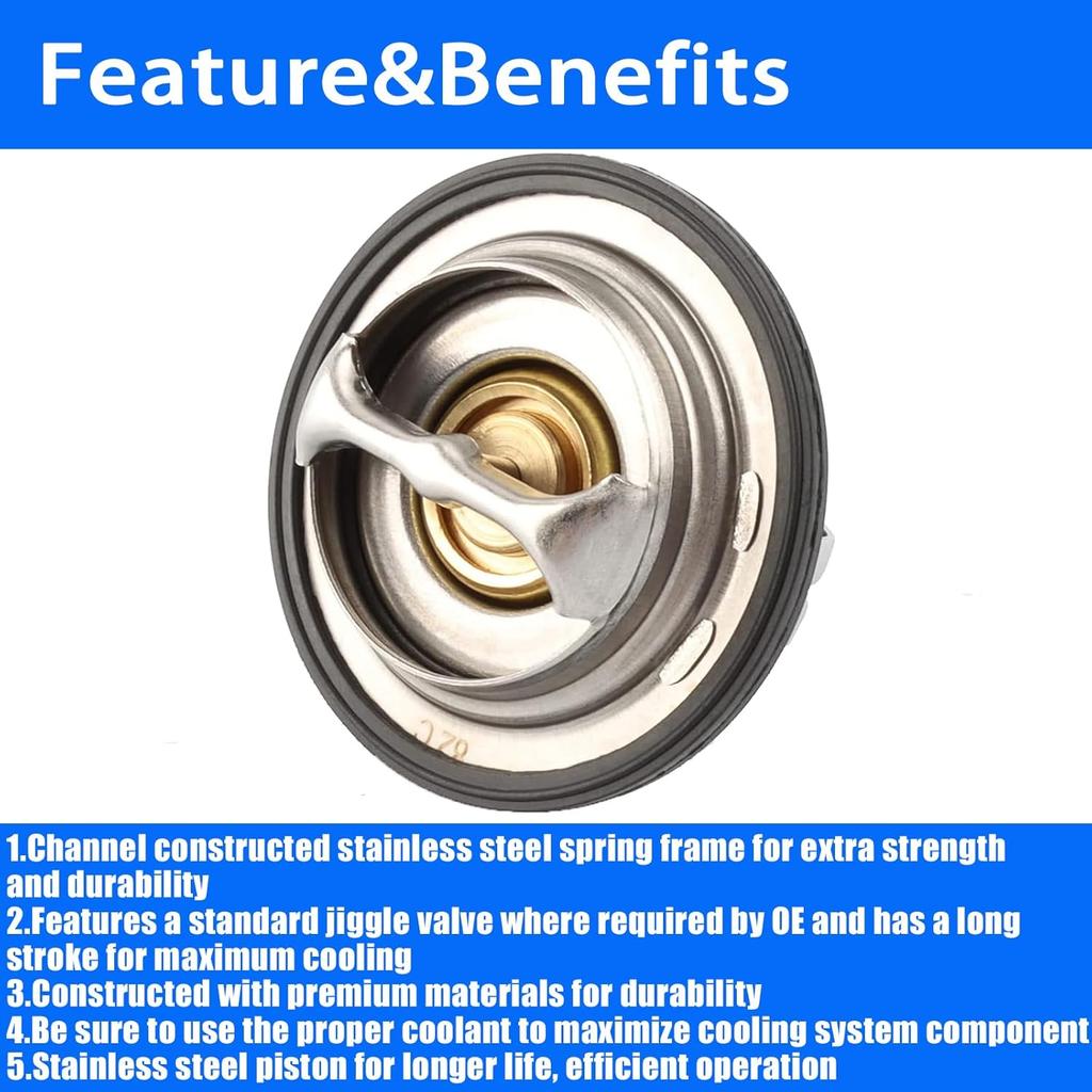 Engine Coolant Thermostat Compatible With Chevy 2005-2010 Cobalt,2010-2017 Equinox,2006-2011 HHR,2004-2014 Malibu,Replacement For Pontiac 2005-2006