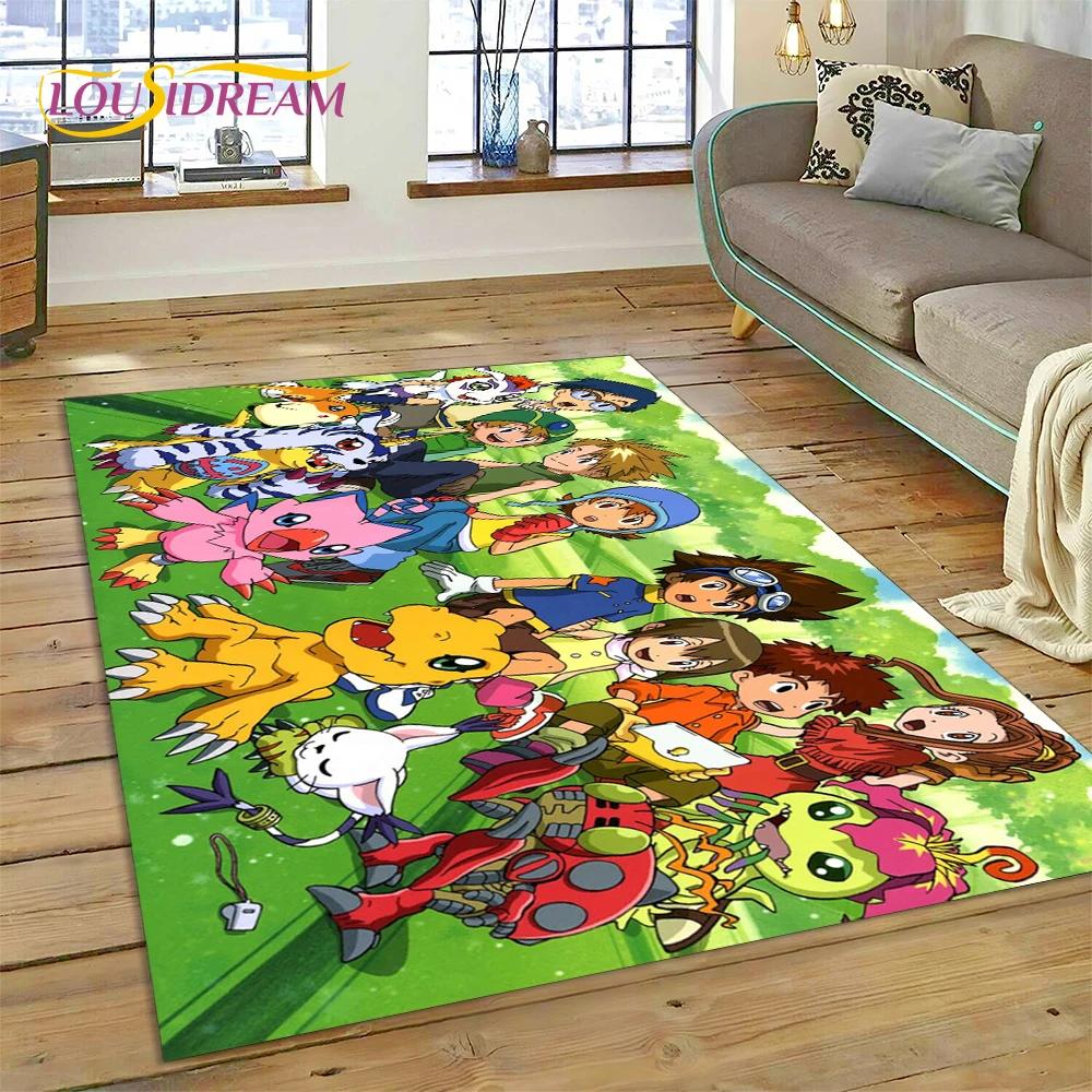 Retro Digimon Adventure Monster Cartoon Carpet Rug for Bedroom Living Room Home Sofa Decoration,Child Game Large Decor Floor Mat