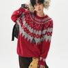 Gray Retro Fair Isle Knit Cardigan - Soft, Fluffy Outerwear for Autumn/Winter 2026 Trends