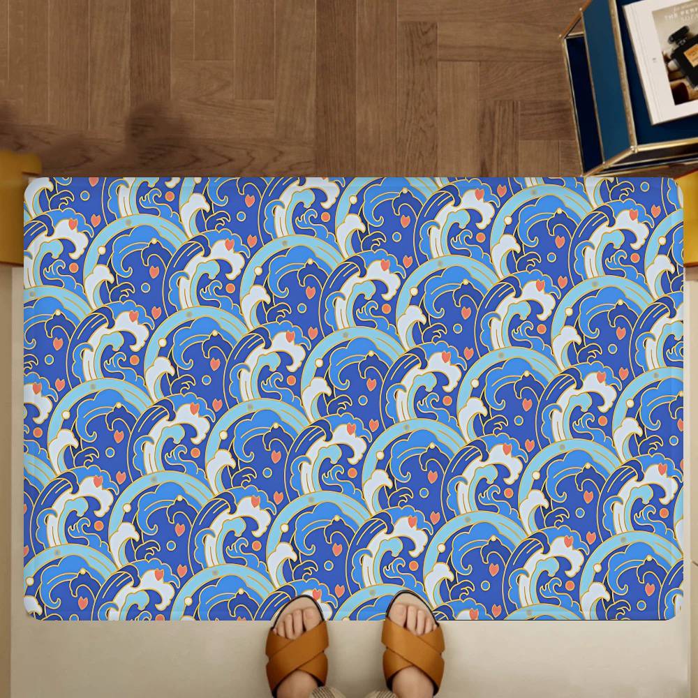 

Kimono Pattern Floor Mat INS Style Soft Bedroom Floor House Laundry Room Mat Anti-skid Household Carpets 40x60cm