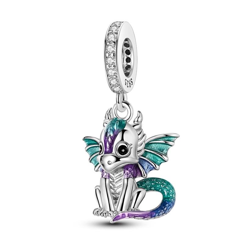 Magische Drachenanhänger Serie Kupfer Lila Flügel Charms Perlen Passend für Pandach Original Armbänder Für Frauen Mann DIY Schmuck
