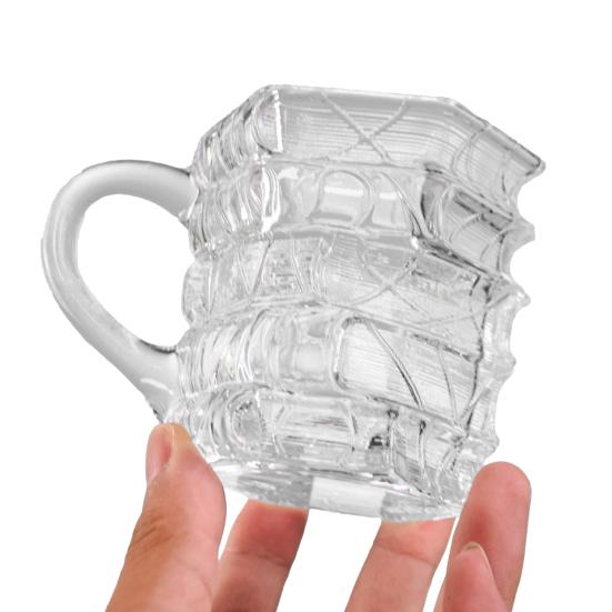 Book-Themed Glass Mug Painted Vintage Book Mug 200ml Heat-Resistant Stacked Book Librarian Gift Safe