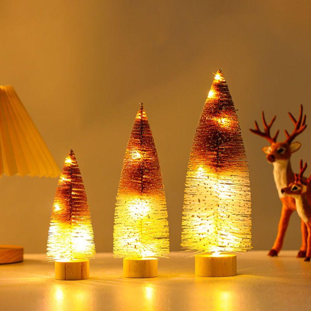 Double Color Christmas Tree Ornament Creative Micro Landscape Model Snow Pine Tree  Gift