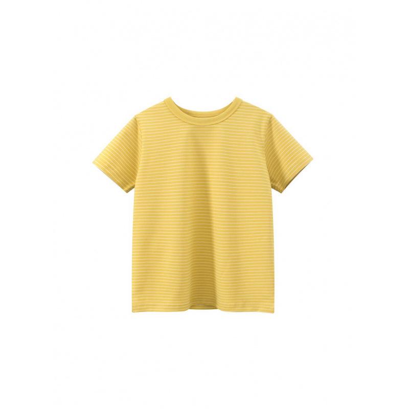2026 Summer Boys' Korean Style Striped Lycra Cotton Round Neck T-shirt