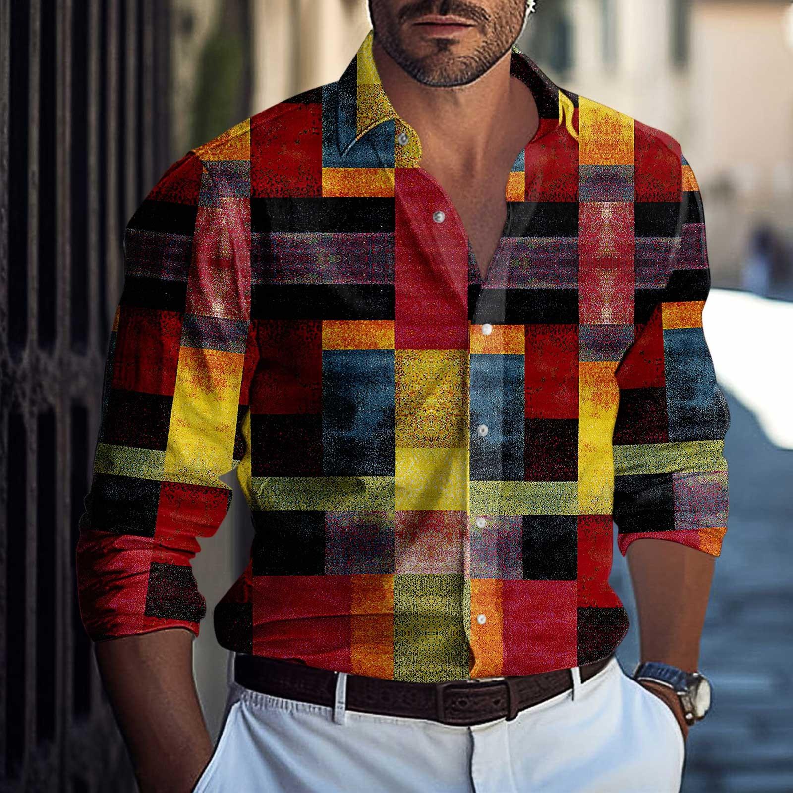 

Мужская летняя новая свободная рубашка с длинным рукавом с принтом, кардиган, пляжная рубашка L жёлтый