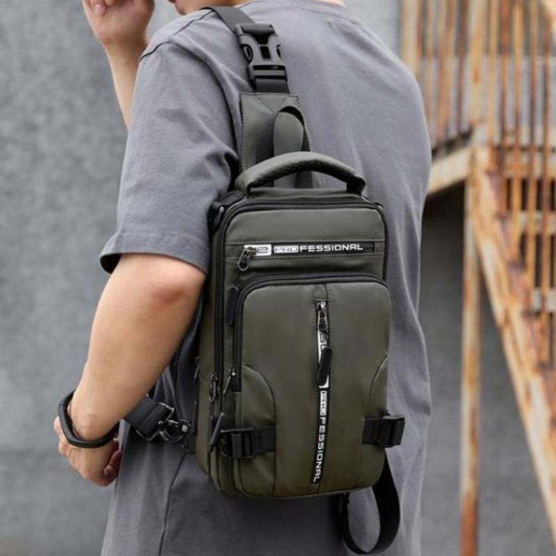 Men Multifunctional Chest Bags , Convertible Crossbody Shoulder Backpack, Nylon Casual Daypack for Outdoor Cycling Travel Daily