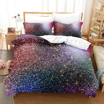 Three-Piece Set Of Colorful Fluorescent Quilt Cover Sheets 3D Digital Bedding