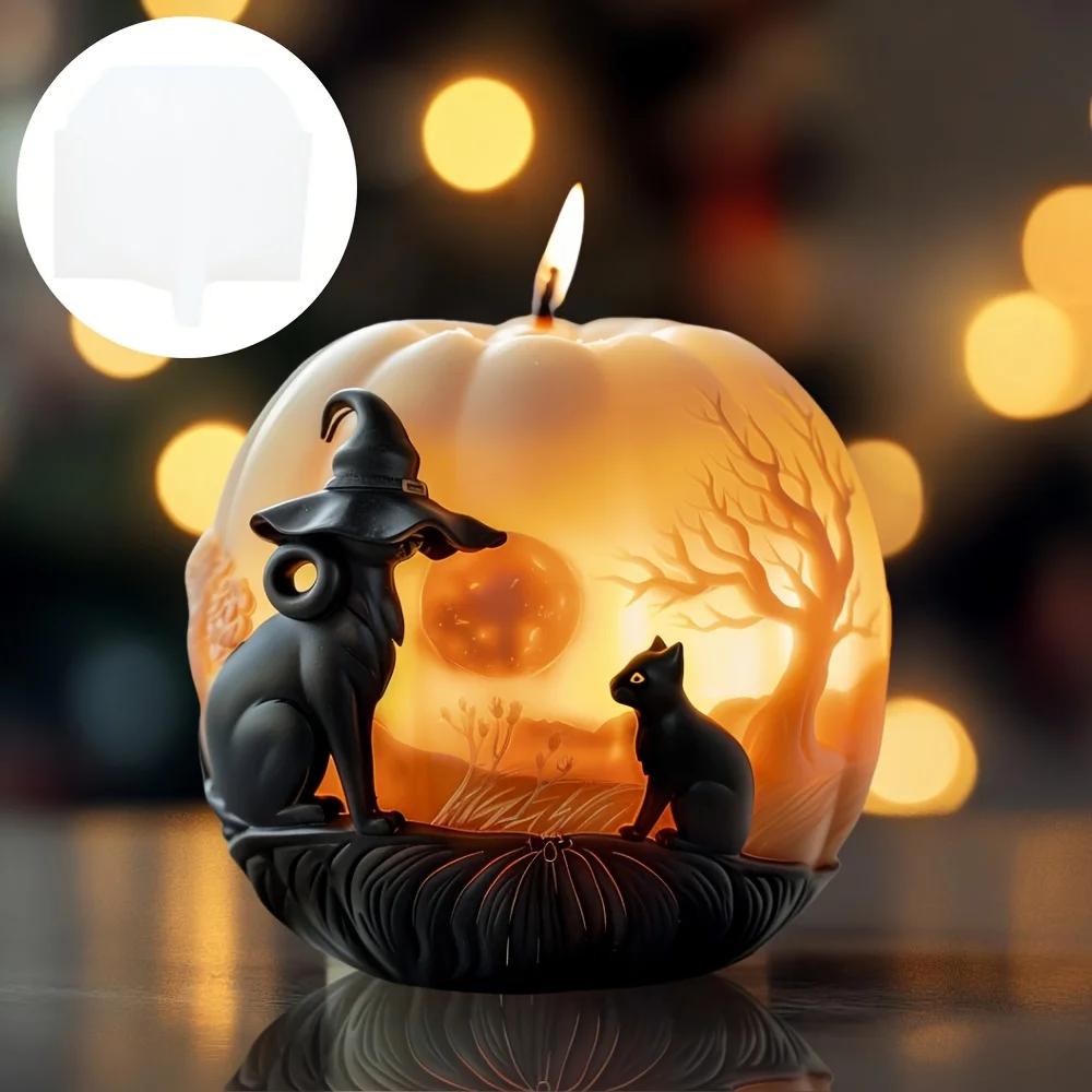 Pumpkin Shape Dragon Relief Candle Silicone Mold Wings Dragons Pumpkin Candle Mould Resin Plaster Molds Halloween Gift