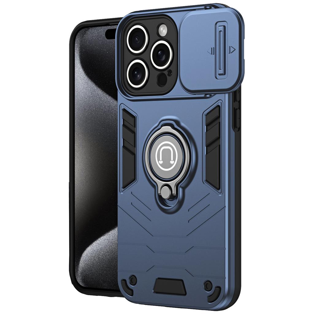 For iPhone 16 Pro Max Case Slide Camshield Kickstand PC+TPU Phone Cover