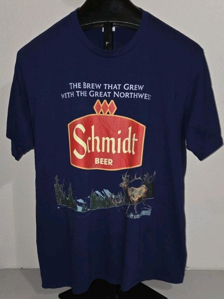 Nice Blue Schmidt Beer Size XL Tee Shirt The Brew That Grew With Great Northwest S