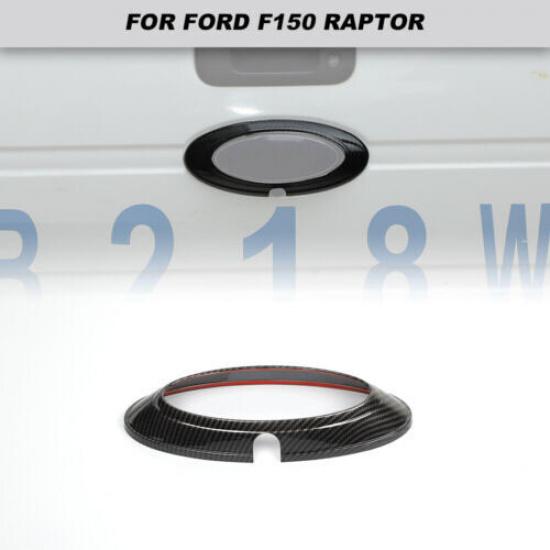 Car Rear Logo Emblem Badge Ring Cover Trim For Ford F150 2009-2014 Carbon Fiber
