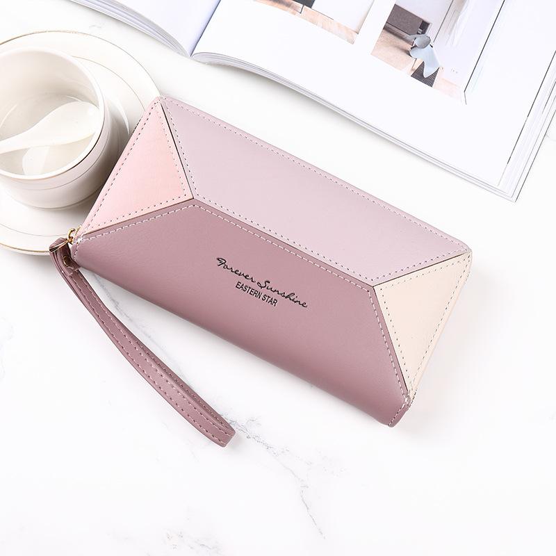 

Новый женский кошелек длинный на молнии однотонный простой многокарточный многофункциональный студенческий ручной кошелек