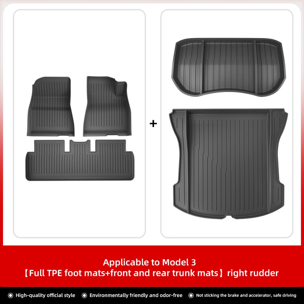 LUCKEASY Right Drive for Tesla Model 3 Model Y  2023 Car All-weather Floor Mat Trunk Pad Protective Interior Accessories