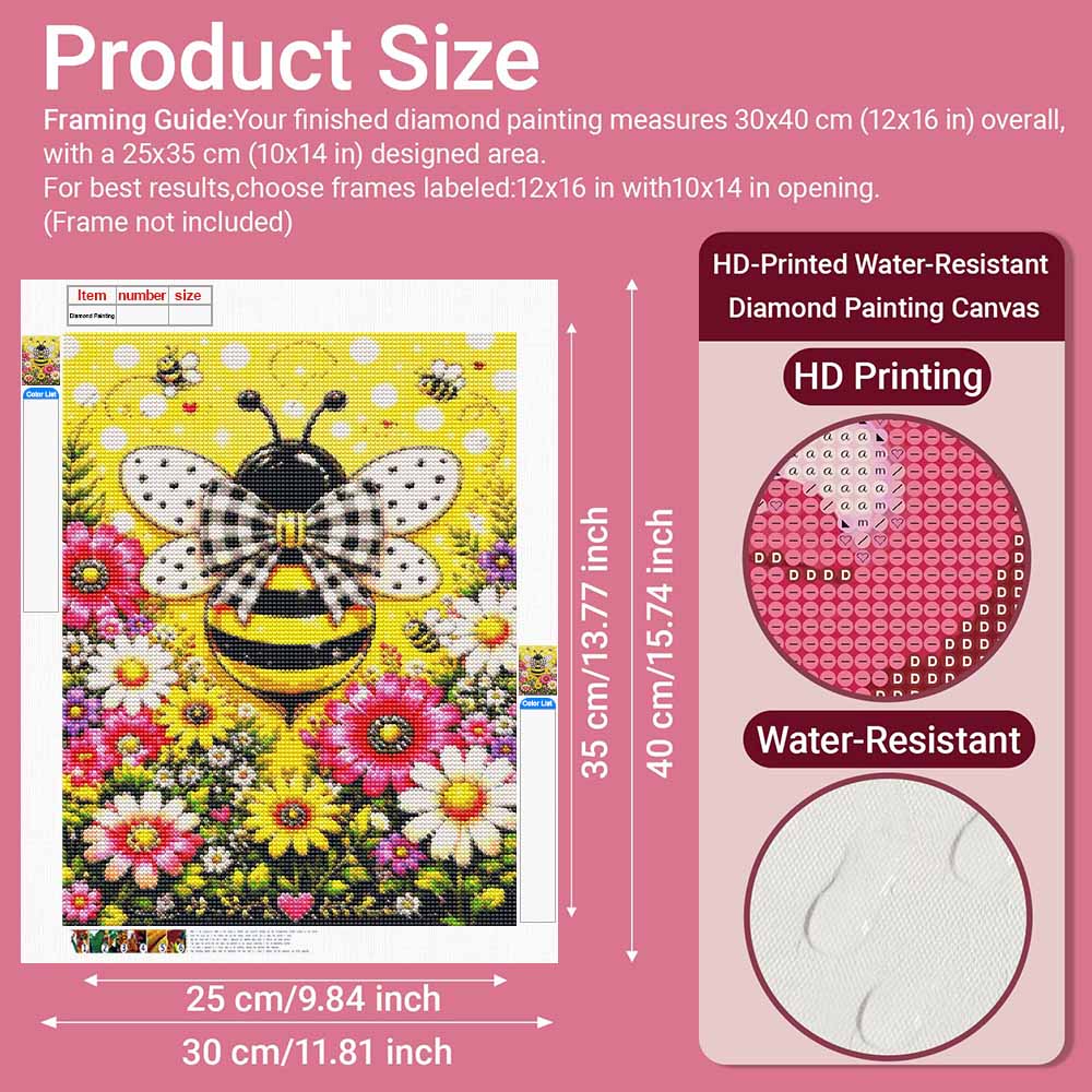 Diamond painting DIY cute bee with flowers kit for home room decoration