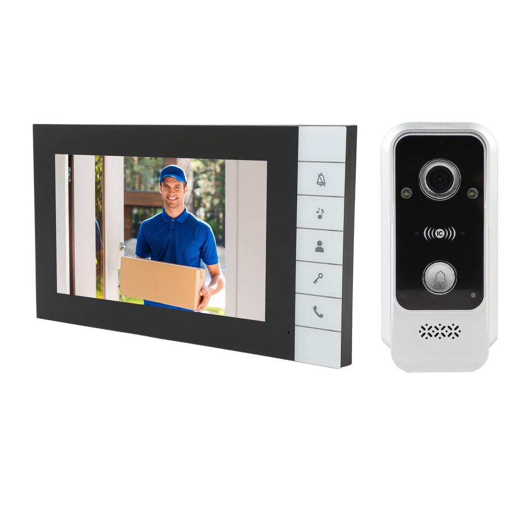 Video-Türklingel-Intercom-Kit 7-Zoll-IPS-Touchscreen IC-Karten-Entsperrung 120-Grad-Weitwinkel Nachtsicht