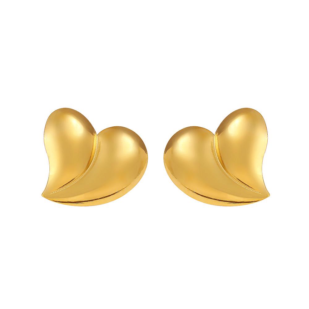 European Trend Stainless Steel Geometric Earrings: Heart, Circle & Rhombus Designs for Women