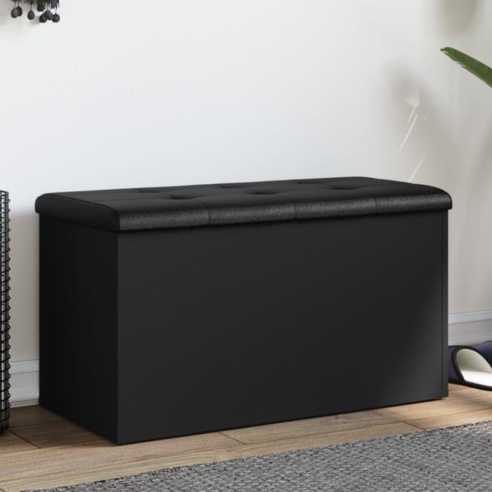 VidaXL Storage Bench, Storage Chest with Cushion, Organizer for Clothes Toys Hallway Living Room, Modern, Black 835048