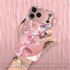 Water Ripple Pink Butterfly Tempered Glass Phone Case for iPhone 17 16 Pro Max 15 14 Plus 13 12 11 Pro Max 16E 17 Air Cover