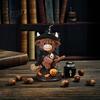 Unique Holiday Presents 2Pcs Halloween Highland Cow Witch Ornament, Resin Figurine with Hat Pumpkin Broom Farmhouse Table Ornaments & Skull,