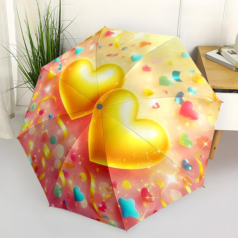 1pc Love Hearts Automatic Opening/Closing Umbrella with Operation & Windproof Canopy yy260311098