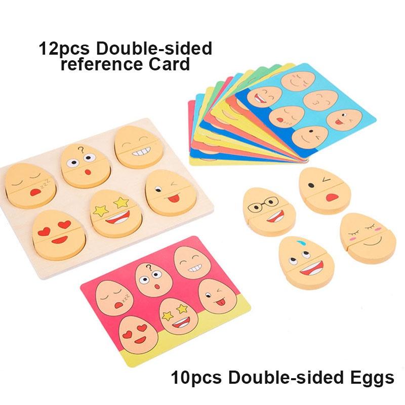 Wooden Emotion Eggs Early Educational Matching Toy For Toddlers And Babies