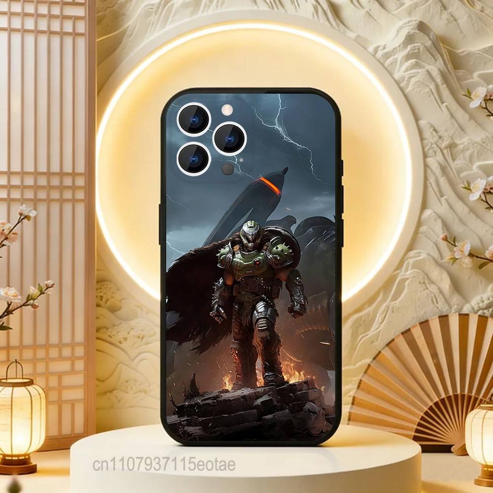 Game D-DoomS S-Slayer Black Soft Case For iPhone 17 13 14 15 11 16 12 Pro Max Pro Max Plus E Air Mini Phone Cover Shell