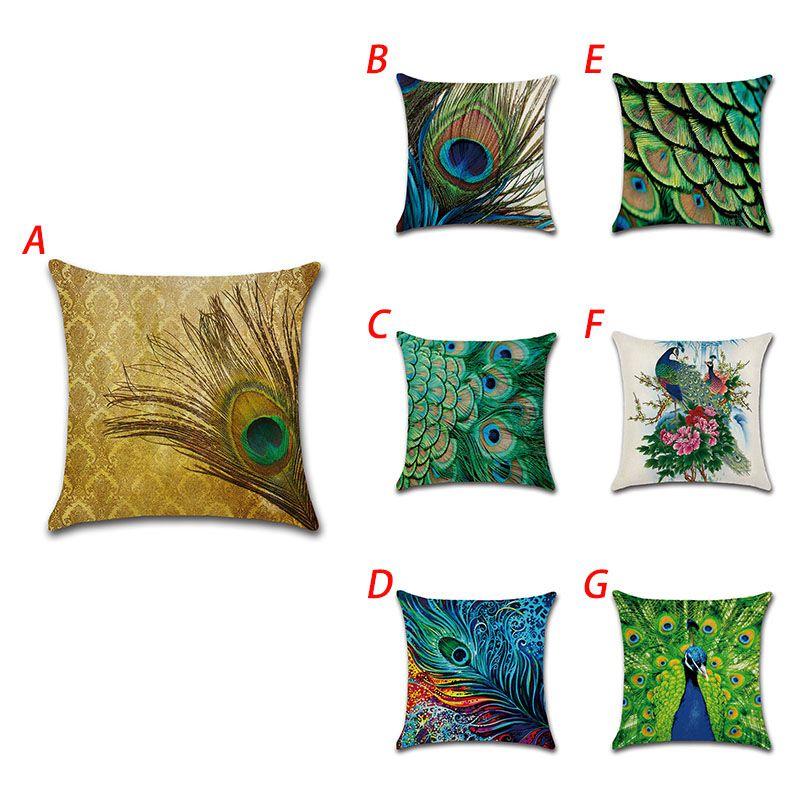 Elegant Peacock Feathers Sofa Bed Car Home Decoration Pillow Case For Stylish Interiors