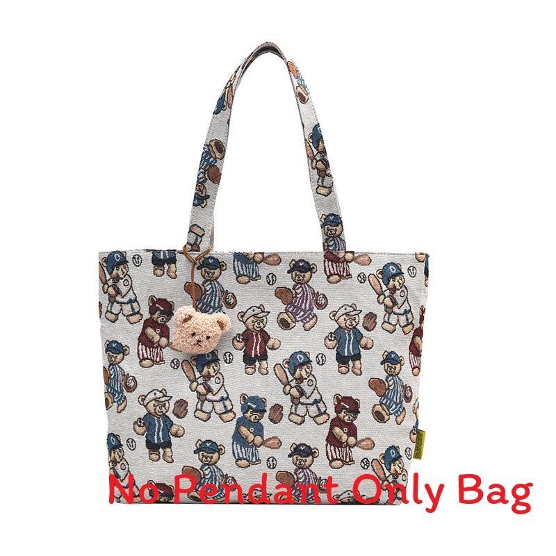 New Childrens Vintage Print Cute Bear Canvas Shoulder Bag For School Kids белый