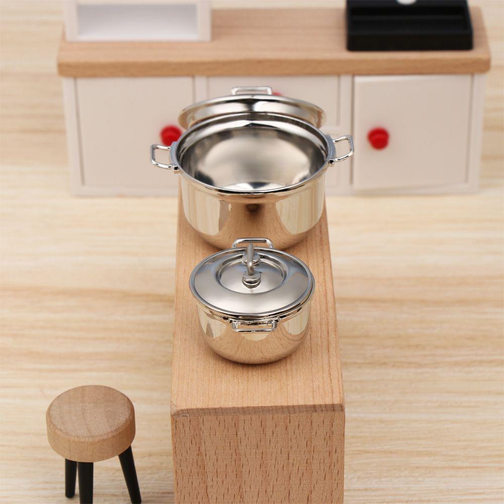 Kitchenware Kitchen Cooking Toys Miniature Soup Pot Mini Cookware With Cover Dollhouse Accessories