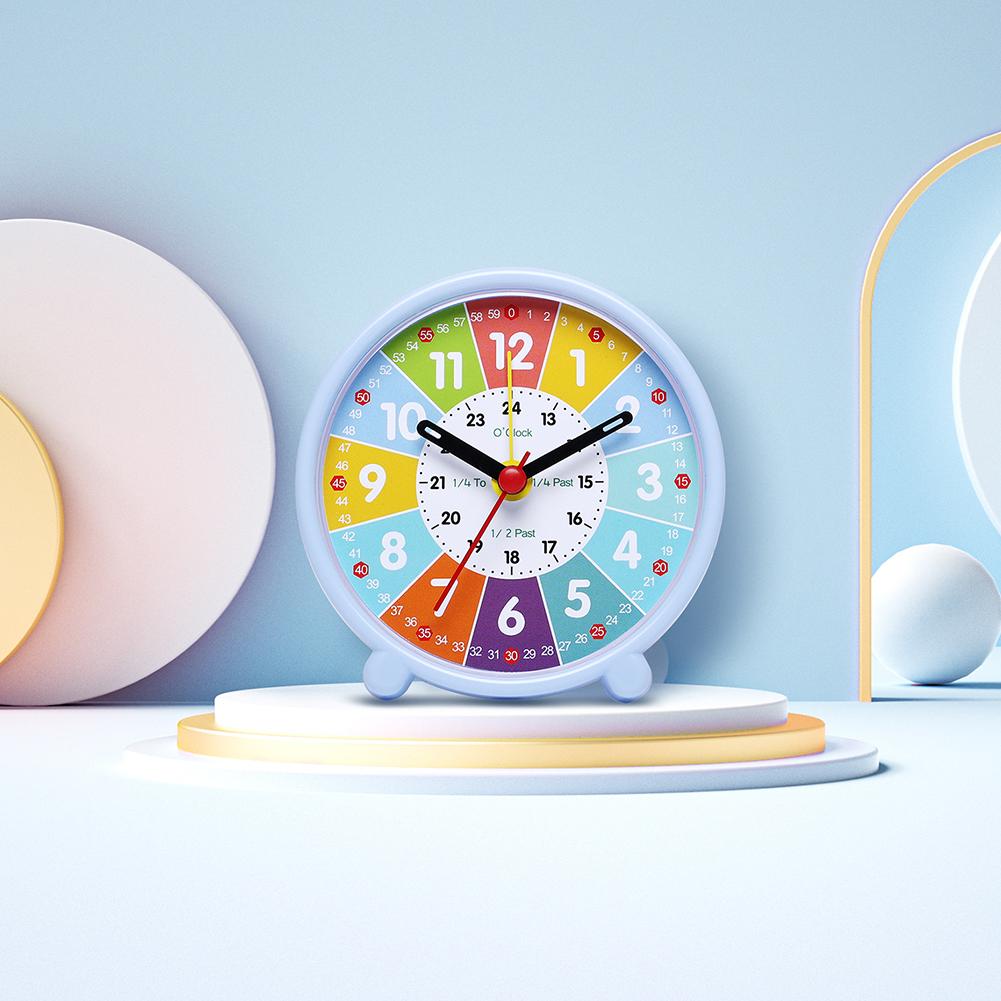 1Pcs Small Silent Bedside Clock Student Simple Alarm Clock For Early Childhood Education Desktop Colorful Learning Clock