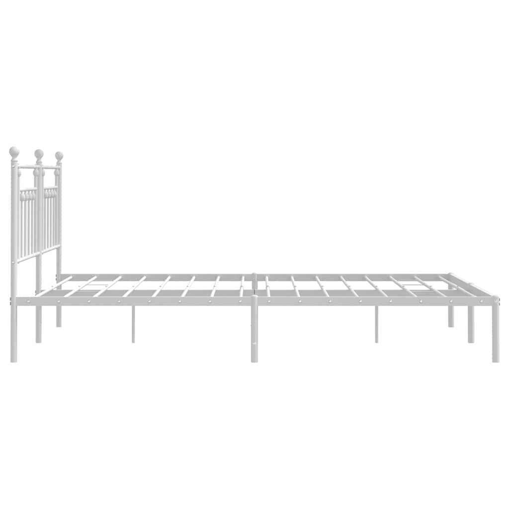 Metal Bed Frame with Headboard White 183 x 213 cm