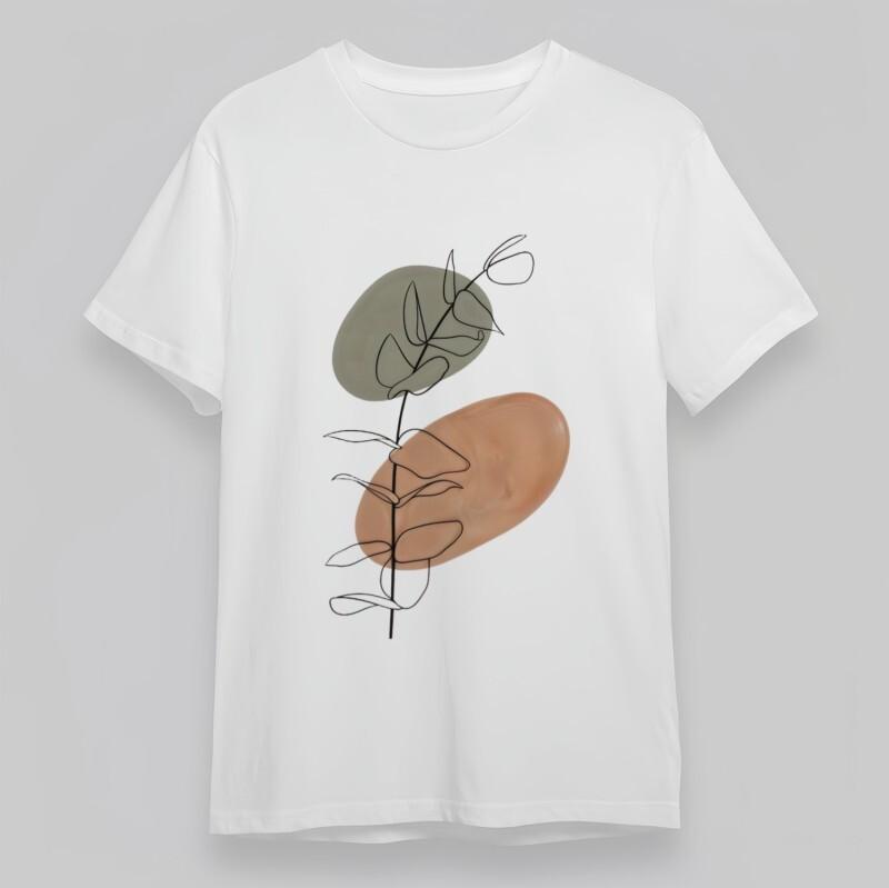 

Women s Plus Size Classic T-Shirt Minimalist Botanical Line Art 100% Cotton Tee 2XL