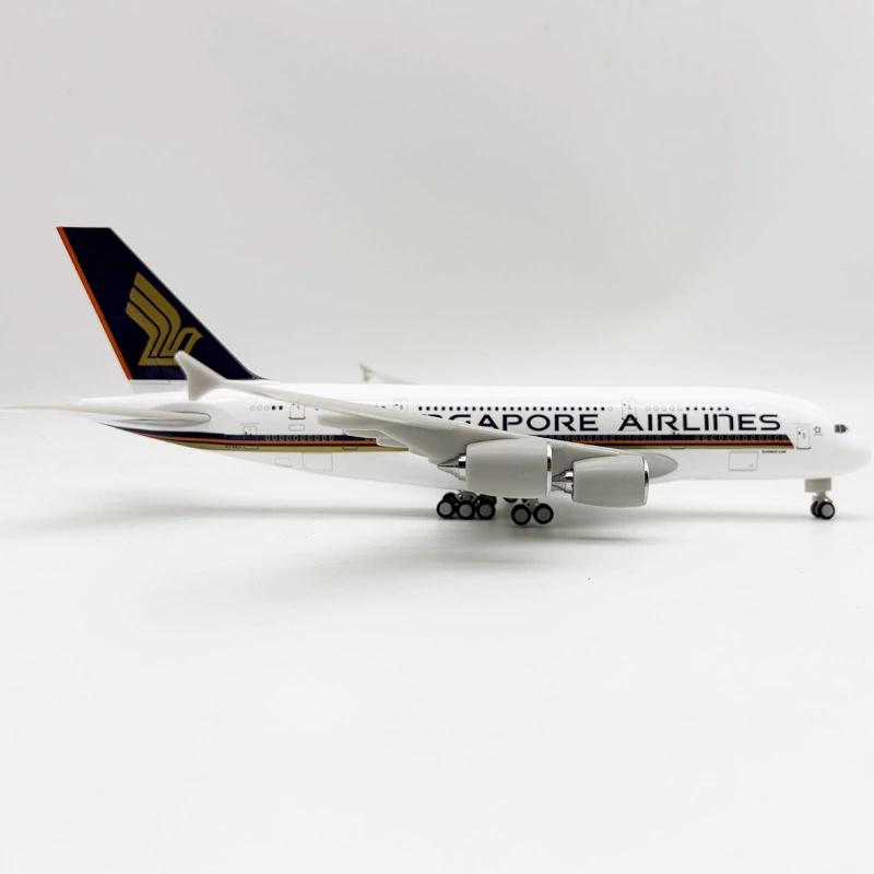 Spielzeugflugzeuge 30CM A380 Singapur Flugzeugmodelle 1/240 Harz Maßstabsflugzeugmodell A380 Sammelflugzeug mit Rädern Dekoration