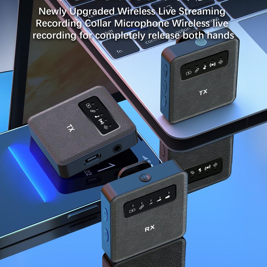 2.4G Wireless Collar Clip Microphone Clip on Microphone Mic Transmitter and Receiver with Clip Portable Rechargeable