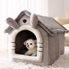Detachable Cat Cave Bed - Winter Warm Pet House for Cats & Small Dogs, Soft Polyester Cave Nest with Removable Washable Cover