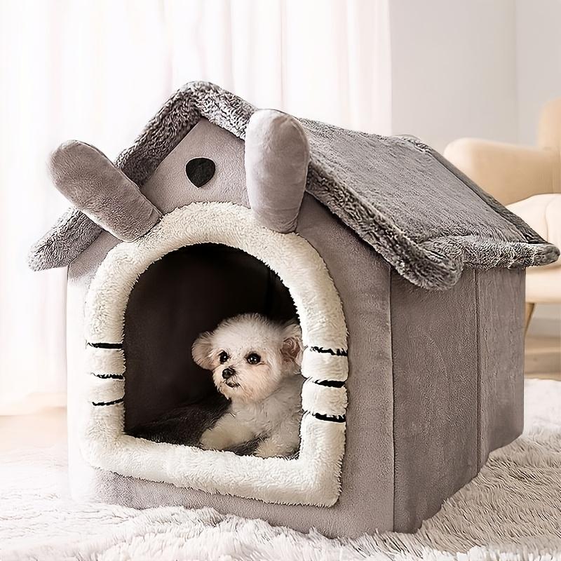 Detachable Cat Cave Bed - Winter Warm Pet House for Cats & Small Dogs, Soft Polyester Cave Nest with Removable Washable Cover