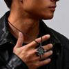 Retro Viking Rune Compass Necklace for Men Boys,Gun black Stainless Steel Talisman Collars,Stylish Punk Jewelry Gift