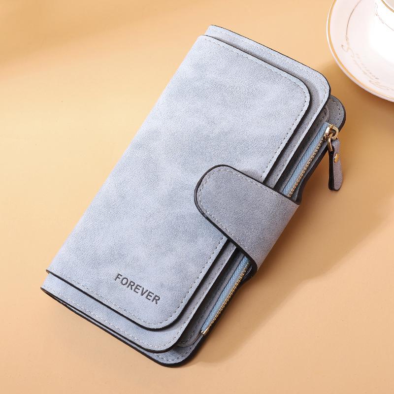 Korean Women's PU Leather Frosted Clutch: Multi-Purpose Long Wallet & Large Capacity Card Holder