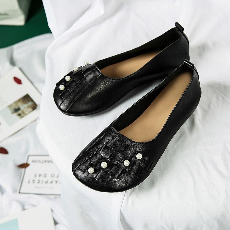 Fashion Retro Pearl Summer Round Toe Women's Flat Mary Jane Shoes Chic Point Wholesale High Quality Fashion Y2k Slip-on Ladies Footwear