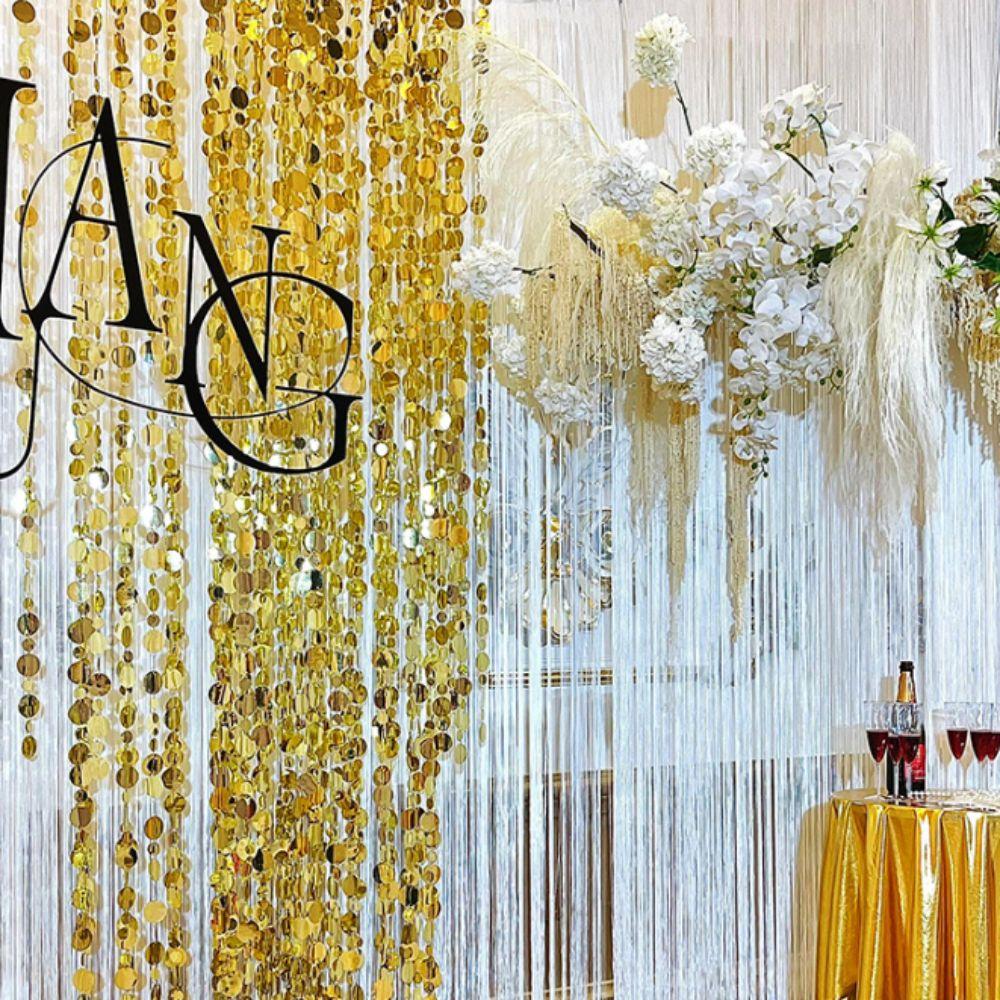 10PCS PVC Sequins Hanging Foil Curtains 1 Meter Round Sequin Rain Curtain Baby Shower Party