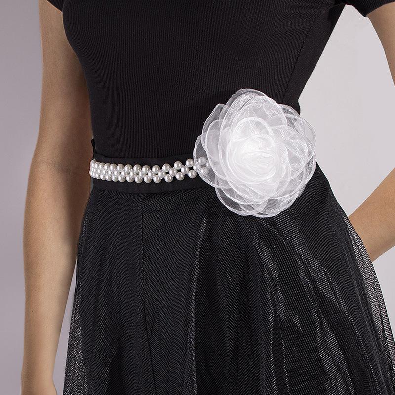 

Pearl Waist Chain Women s Decorative Belt with Dress with Fine Elastic Elastic Waist Seal Sweet Korean Style Women s Waist Chain