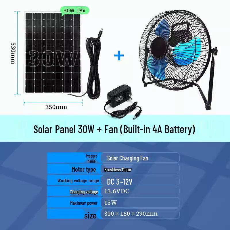 Portable Solar-Powered DC Cooling Fan for Indoor & Outdoor Use