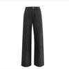 Retro Wide-leg Pants Jeans Women's Denim Solid Color Washed Pockets Mid-waist Basic Loose Straight Denim Trousers