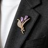 Metal Brooch Pin Ear of Wheat with Rhinestone, Faux Purple Crystal Suit Lapel Pin, Dainty Jewelry for Coats Sweaters Scarves Decorative